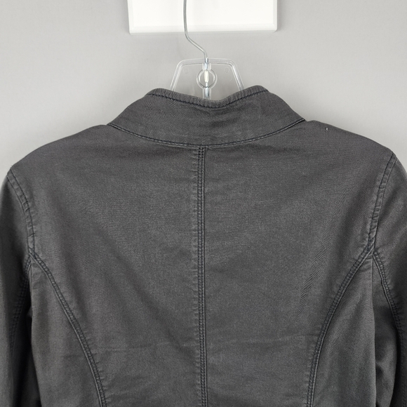 Express Black Utility Moto Jacket with Classic Collar and Fitted Silhouette Sz 6 - Picture 8 of 11